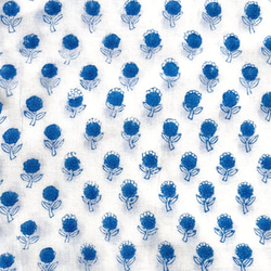 インド ブロックプリント生地 [50cm単位切売] サンガネリ ティニーフラワー ブルー 花 小花 SA IF0396 2枚目の画像