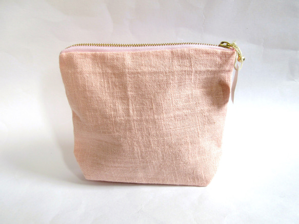 花咲く窓辺の猫ポーチ さくら色Ａ 5枚目の画像