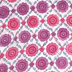 インド ブロックプリント生地 [50cm単位切売] サンガネリ フラワー ピンク&パープル 花 小花 SA IF0402 2枚目の画像