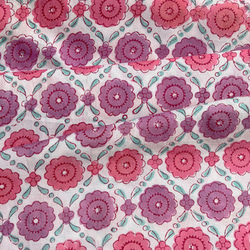 インド ブロックプリント生地 [50cm単位切売] サンガネリ フラワー ピンク&パープル 花 小花 SA IF0402 1枚目の画像