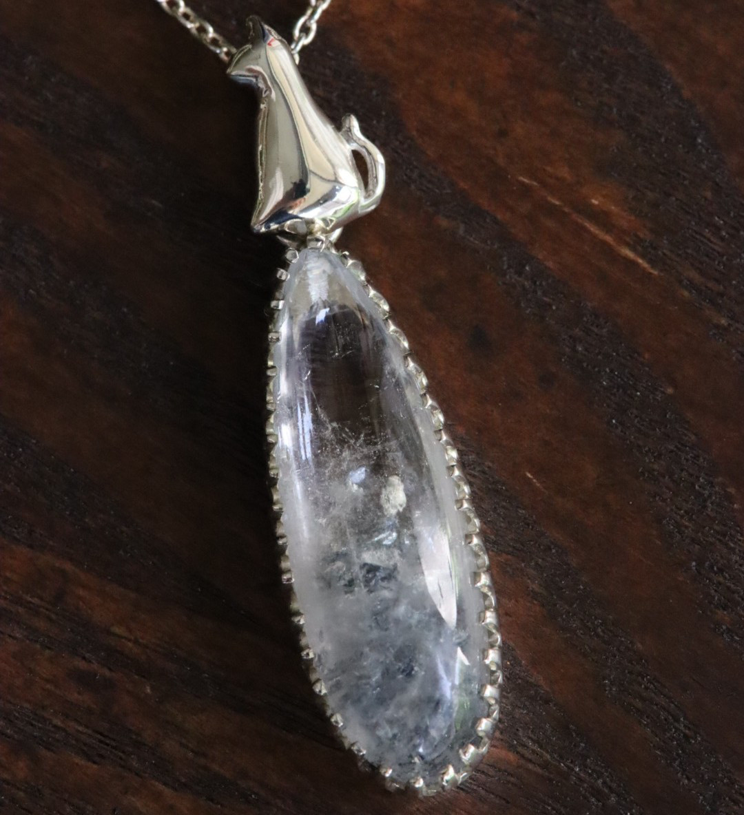 スティブナイトinクオーツに乗る猫 ネックレス　silver925