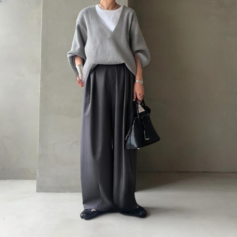 秋レディースV ネック白縁パッチワーク ロング袖パーカー＋ロングパンツ【返品・交換可】品質最優先25-509