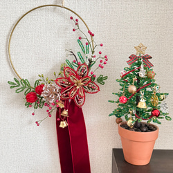 リースブーケ（レッド／グリーン）クリスマス　お正月 8枚目の画像