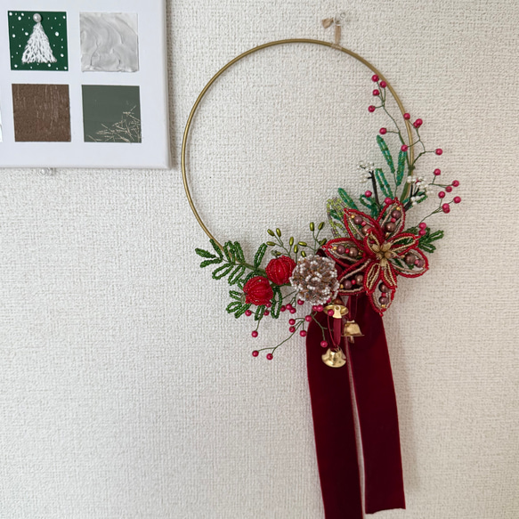 リースブーケ（レッド／グリーン）クリスマス　お正月 1枚目の画像