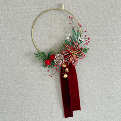 リースブーケ（レッド／グリーン）クリスマス　お正月 2枚目の画像