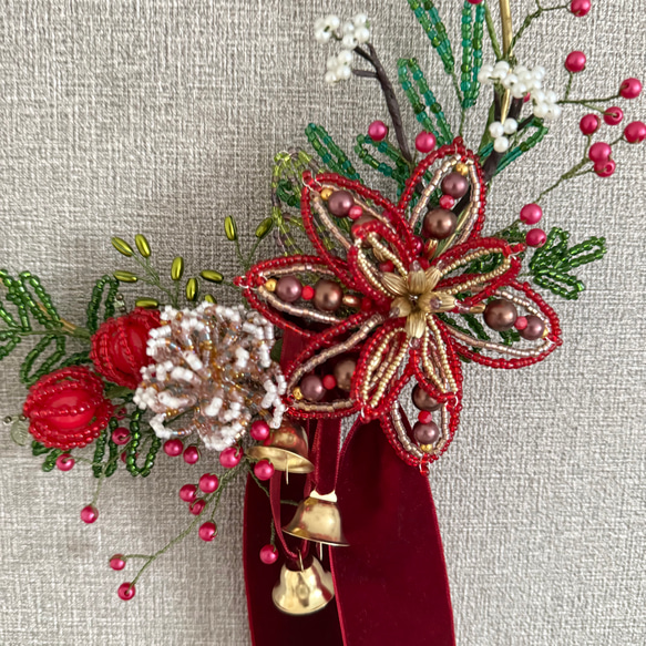リースブーケ（レッド／グリーン）クリスマス　お正月 4枚目の画像