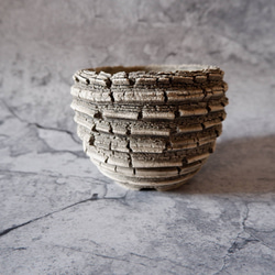 4号白砂岩墨流し裂紋鉢324　塊根植物　多肉植物　アガベ　盆栽　植木鉢　作家鉢　鉢皿　沖縄 3枚目の画像