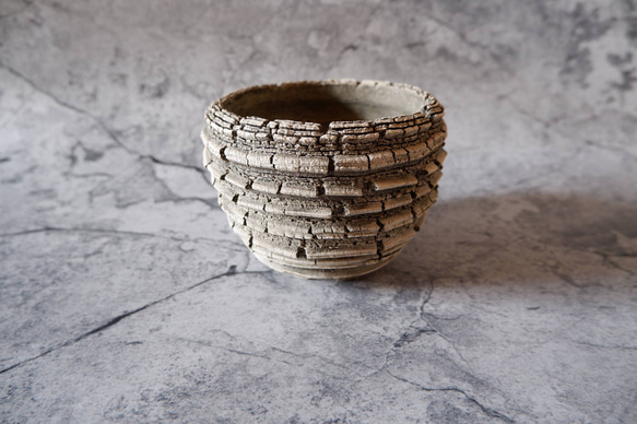 4号白砂岩墨流し裂紋鉢324　塊根植物　多肉植物　アガベ　盆栽　植木鉢　作家鉢　鉢皿　沖縄 1枚目の画像