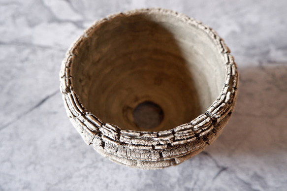 4号白砂岩墨流し裂紋鉢324　塊根植物　多肉植物　アガベ　盆栽　植木鉢　作家鉢　鉢皿　沖縄 4枚目の画像