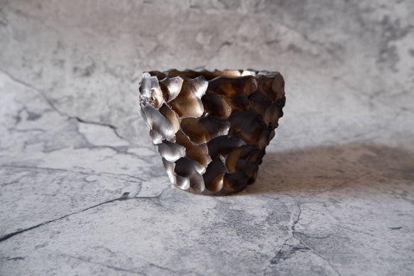 3号金黒重掛け鉢325　塊根植物　多肉植物　アガベ　盆栽　植木鉢　作家鉢　鉢皿　沖縄 3枚目の画像