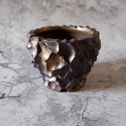 3号金黒重掛け鉢325　塊根植物　多肉植物　アガベ　盆栽　植木鉢　作家鉢　鉢皿　沖縄 1枚目の画像