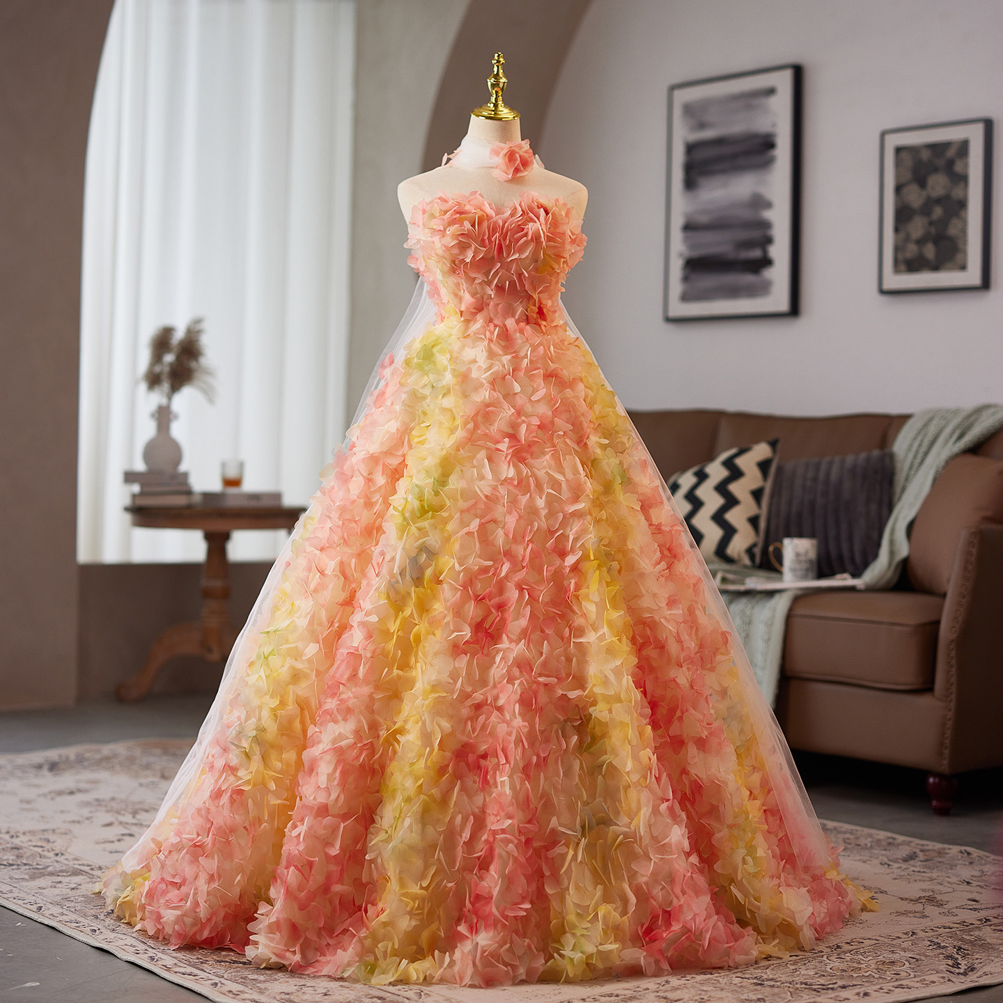 綺麗 ピンク 花 ふわふわ ウェディングドレス プリンセス パーティー 演奏会 二次会 前撮り 披露宴 09087 36,004円