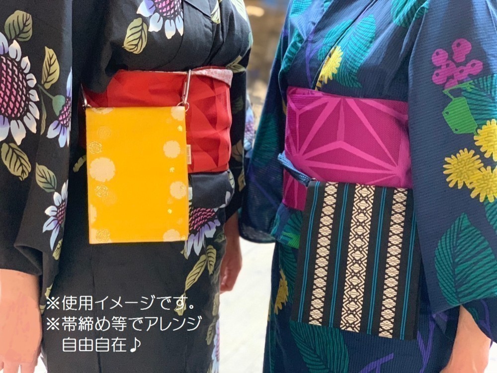 手ぶらでお出かけ！新品の帯地で作ったヒップバッグ「おともし帯（たい）」藤色菊紋　サコッシュ　ポシェット　御朱印帳入れにも