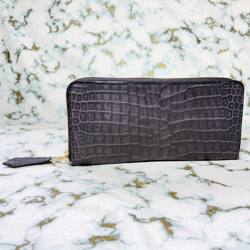 【High class:ポロサス】(アッシュバイオレット) firebird【NO.25】 ラウンドロング クロコダイル