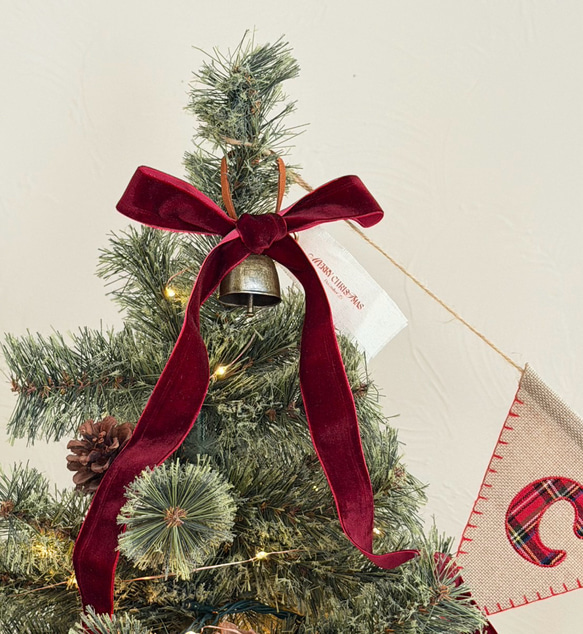 再販】Velour Ribbon & Antique Bell Tree Top Ornament オーナメント