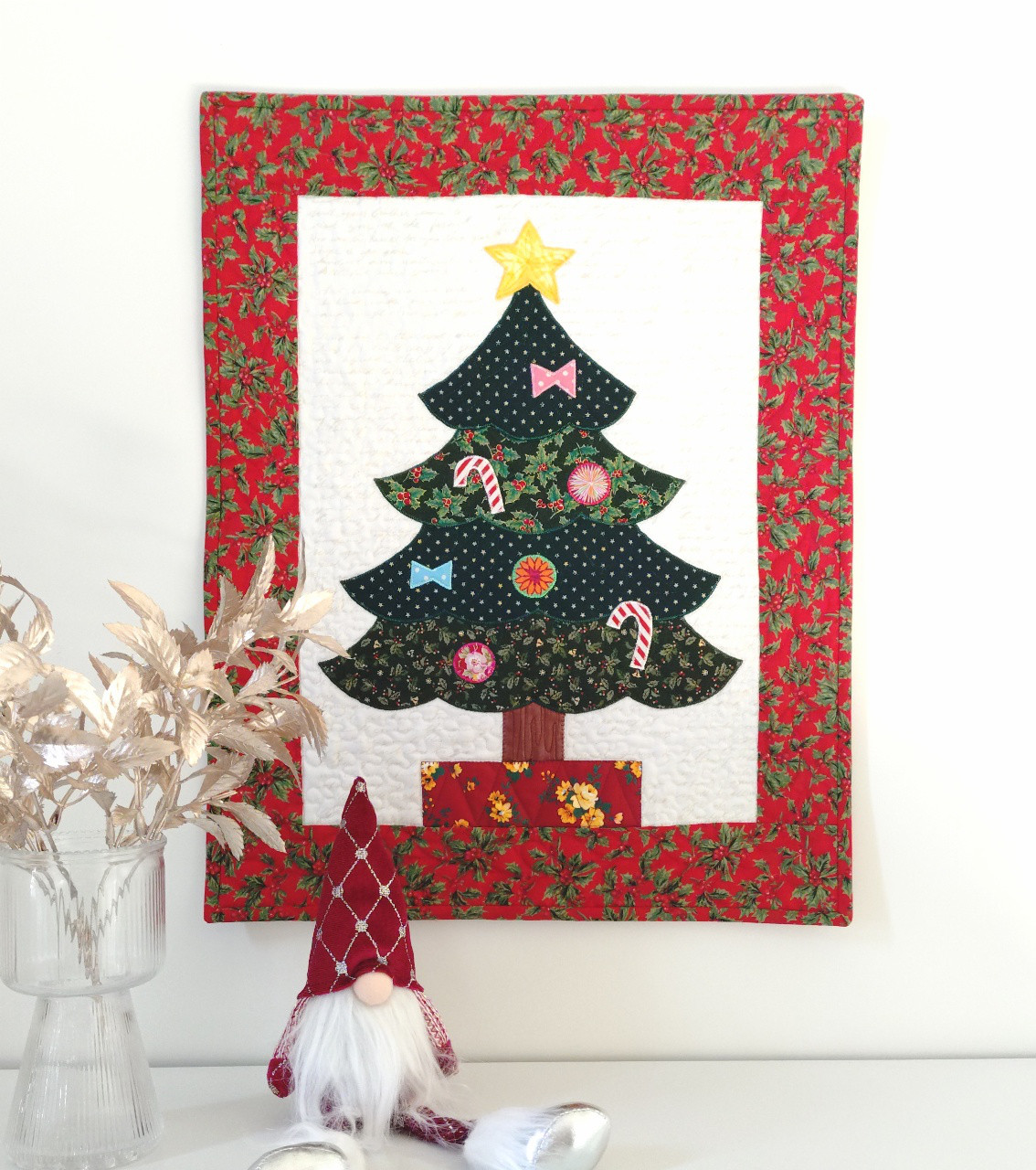 【SALE】クリスマスツリー☆クリスマスキルトのタペストリー