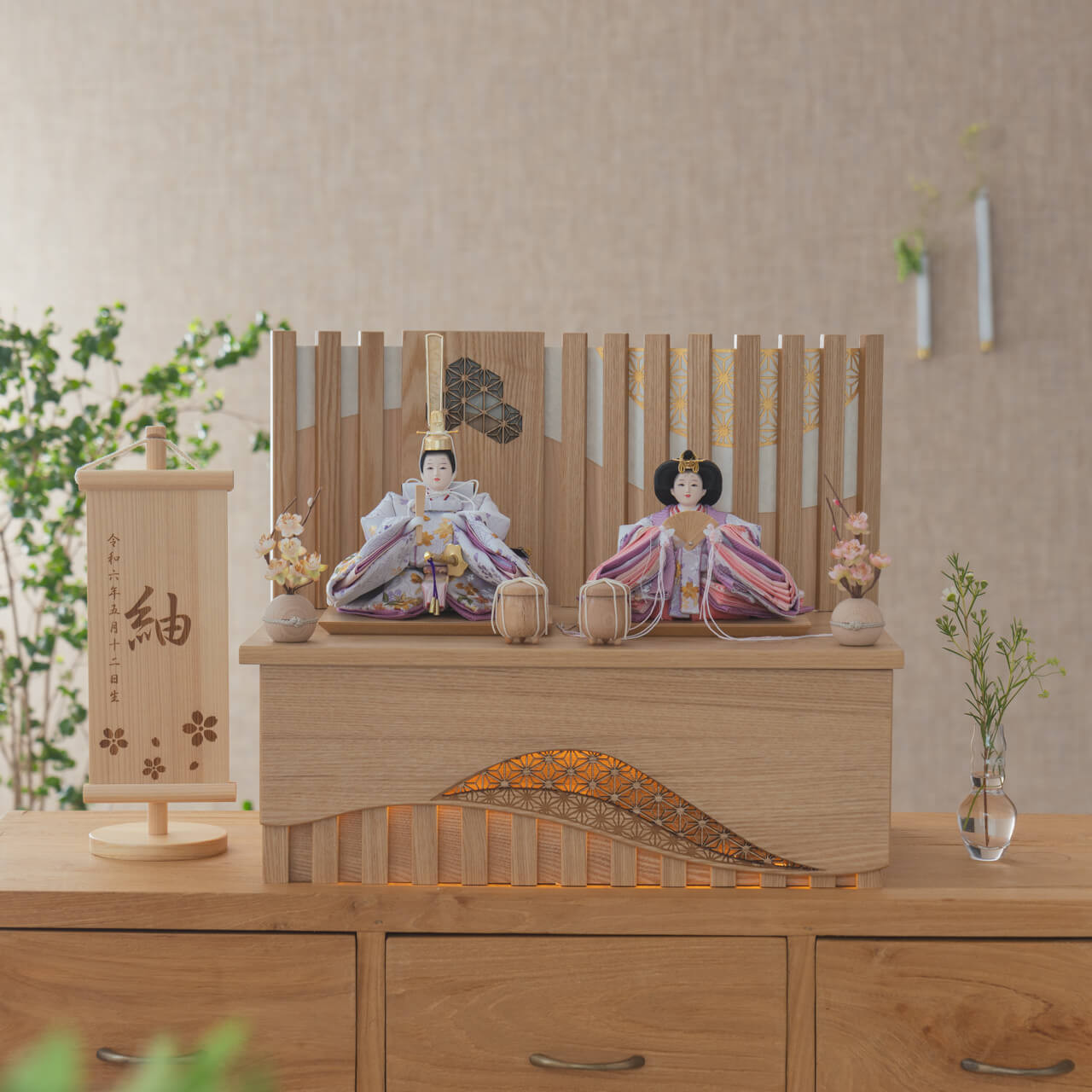 ことのひな人形｜はな｜収納LED凪N（3h-0300）｜コンパクトな雛人形｜ひな祭り｜雛人形