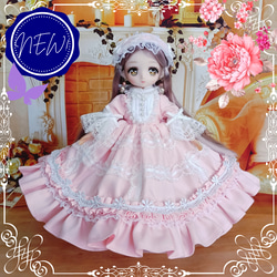 リカちゃんサイズ ハンドメイド プリンセスドレス ピンク・プリューム