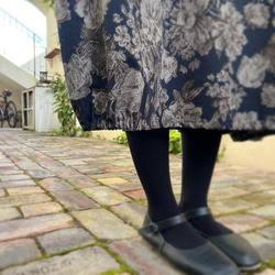 花柄コーデュロイの袖あらまワンピ（襟つき） 5枚目の画像