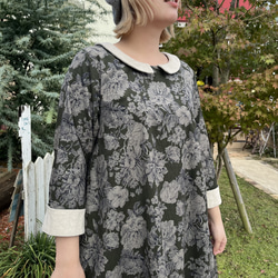 花柄コーデュロイの袖あらまワンピ（襟つき） 10枚目の画像