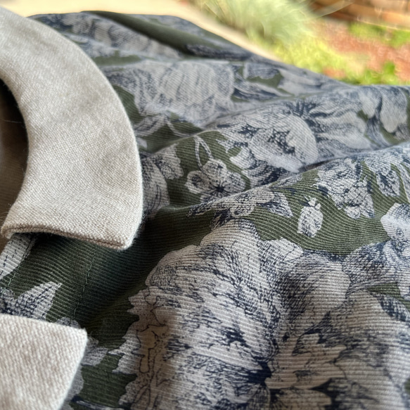 花柄コーデュロイの袖あらまワンピ（襟つき） 12枚目の画像