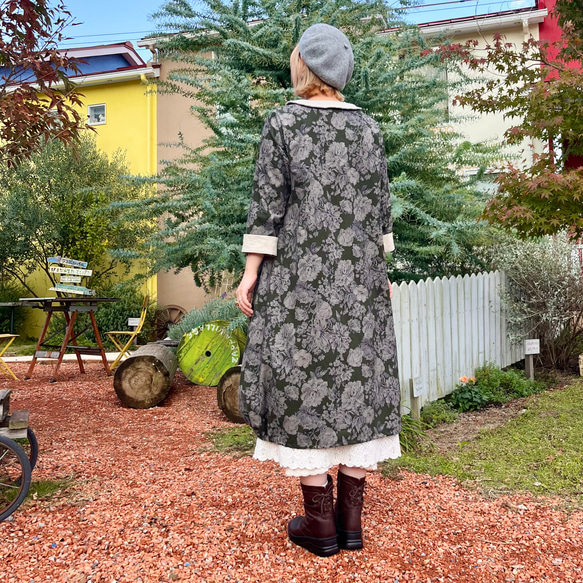 花柄コーデュロイの袖あらまワンピ（襟つき） 8枚目の画像