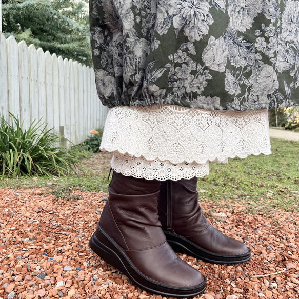 花柄コーデュロイの袖あらまワンピ（襟つき） 11枚目の画像