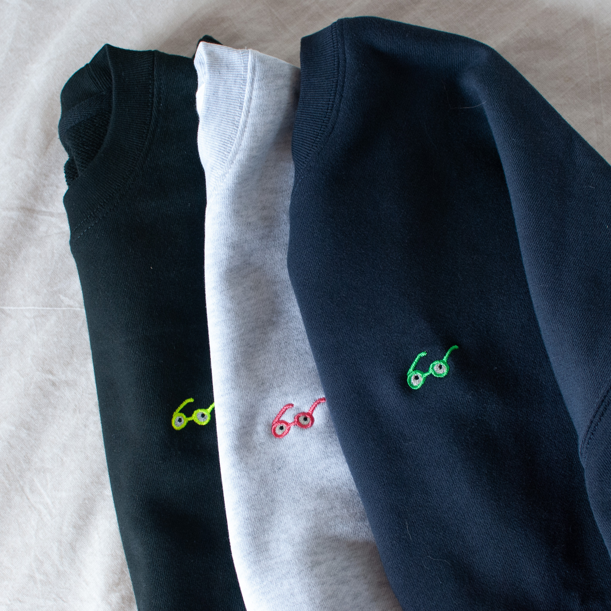 【裏起毛】メガネ刺繍 ビッグシルエットスウェット