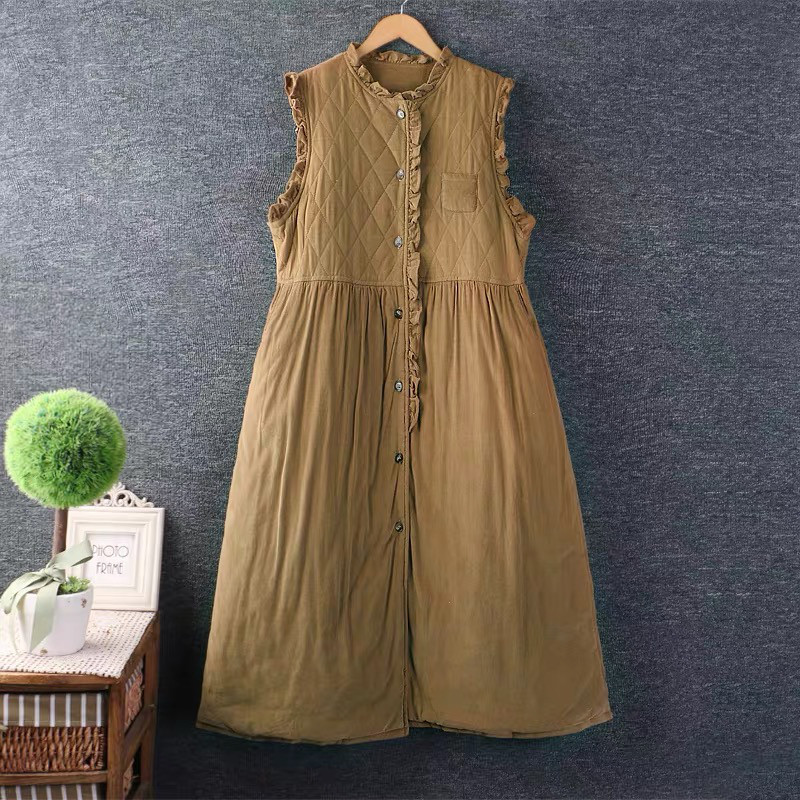 ベストドレス 、袖無し、コーデュロイ、秋冬