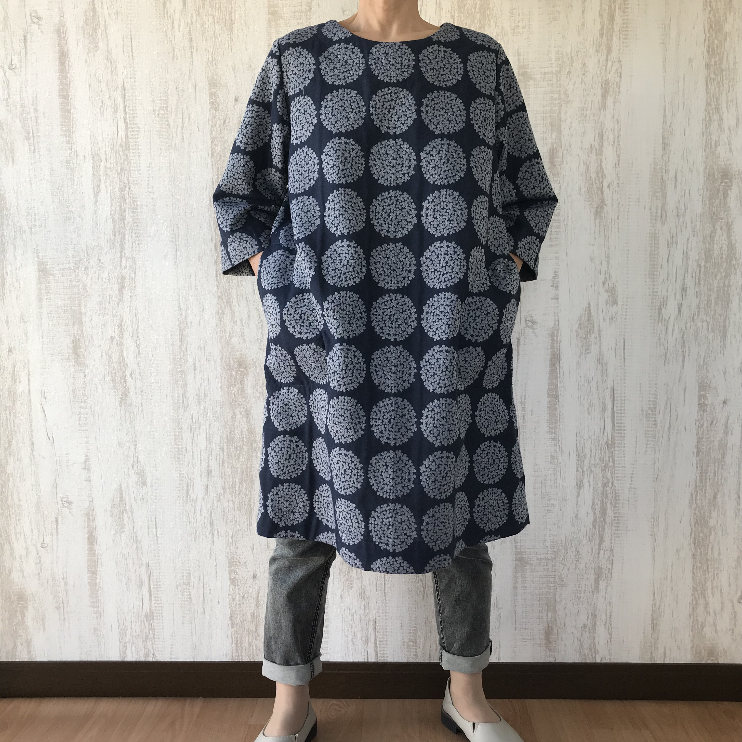 柔らか　二重織ジャガード地　ゆったり　チュニック