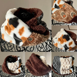 専用。お年玉超特価❤みかん♥暖か♥大人サイズ☆Wボア★ネックウォーマー⭐ にゃんとも可愛い♡カ三毛猫プレミアムボアネックウォーマースヌード