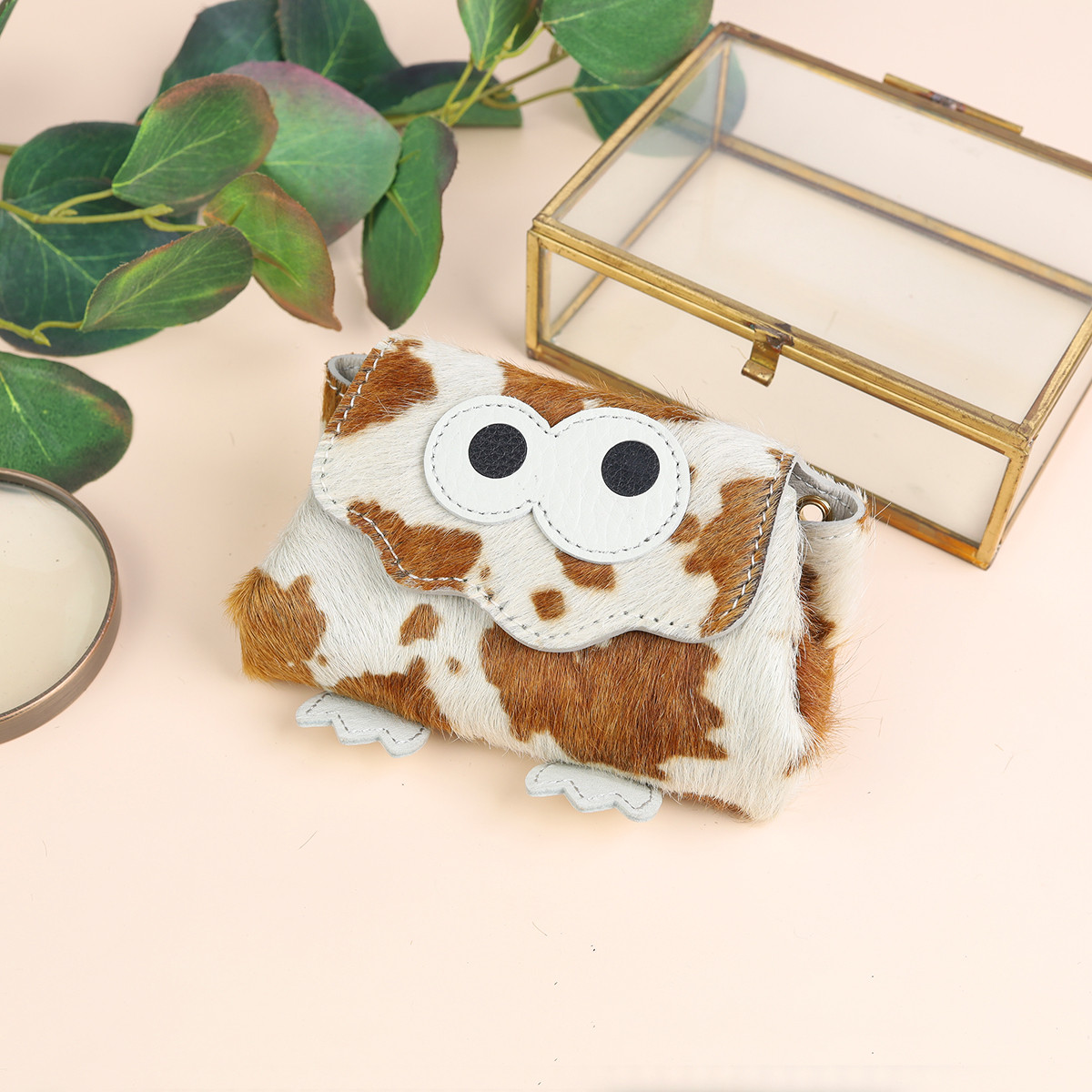 【毛付きホルスタイン/キョロメ/オールインミニウォレット】身軽にキメるミニ財布/コンパクト/ハラコ【DOOON】