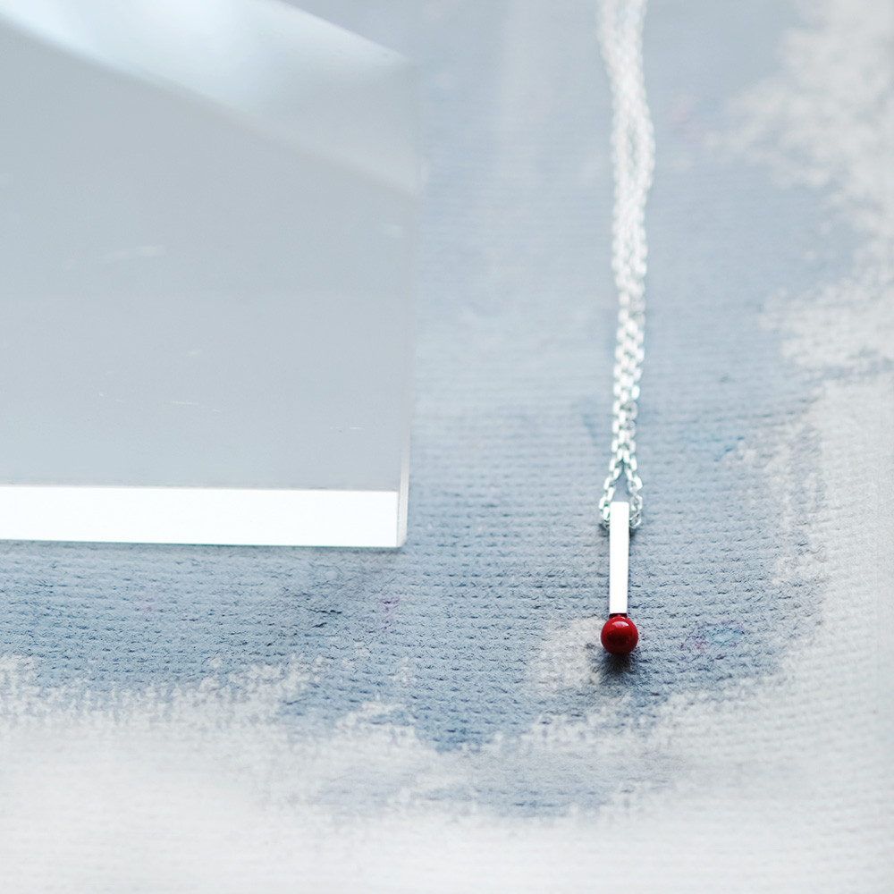 赤珊瑚 ミニ マッチ ネックレス シルバー925