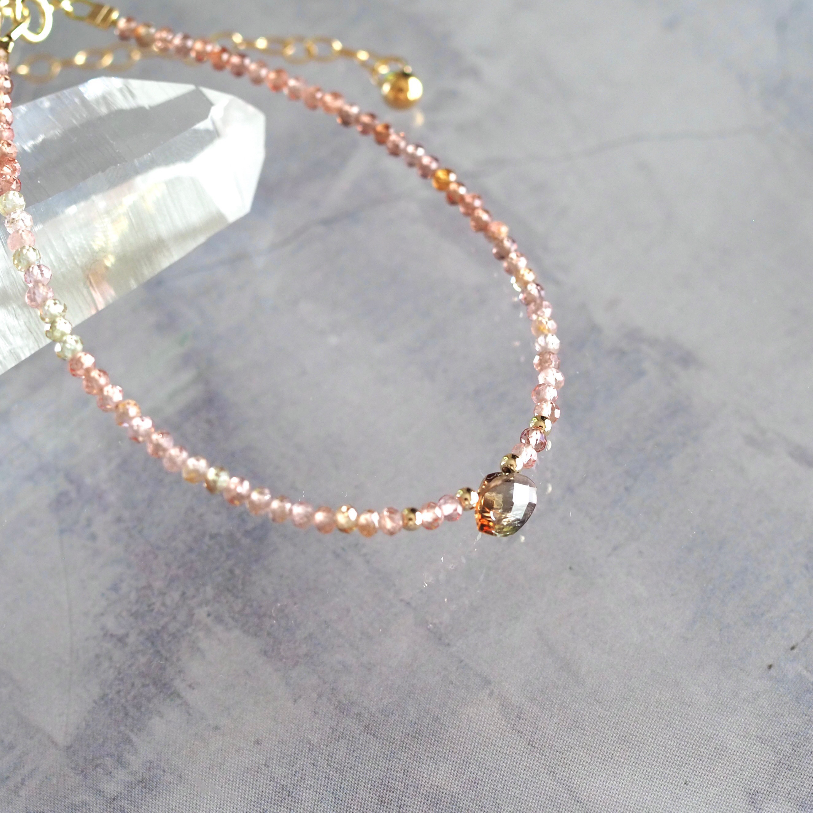 《期間限定20%off》God bless U: アンダルサイト+ピンクスピネルのブレスレット(14kgf)一点もの