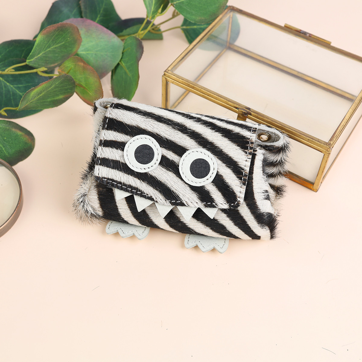 【毛付きゼブラ/モンスター/オールインミニウォレット】身軽にキメるミニ財布/コンパクト/ハラコ【DOOON】