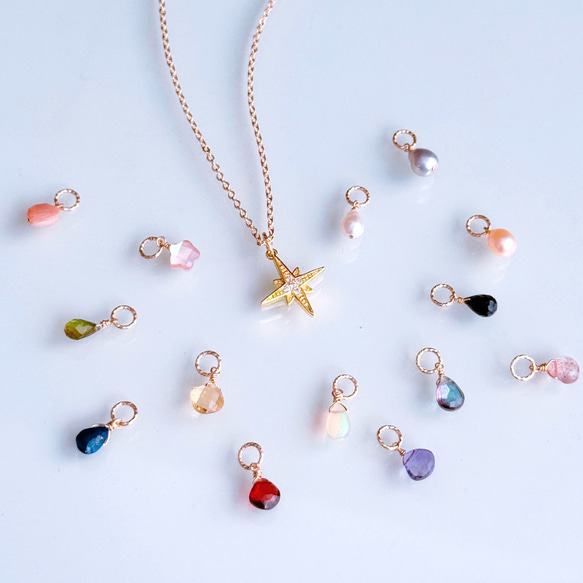 アガット　淡水パールシェルネックレスチャーム 選べる20種】 天然石 淡水パール シェル ネックレス チャーム 4点