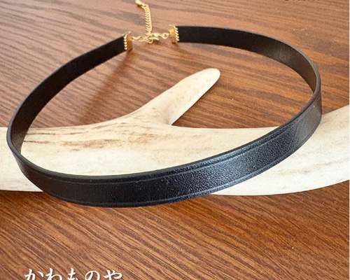 本革 牛革 レザーチョーカー 黒 ネックレス サージカルステンレス使用