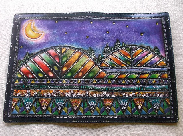 レザー単行本カバー 刻印＆拭き染め