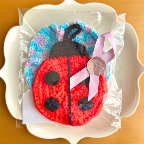 花とてんとう虫 2個セット アクリルたわし 4個セット エコたわし