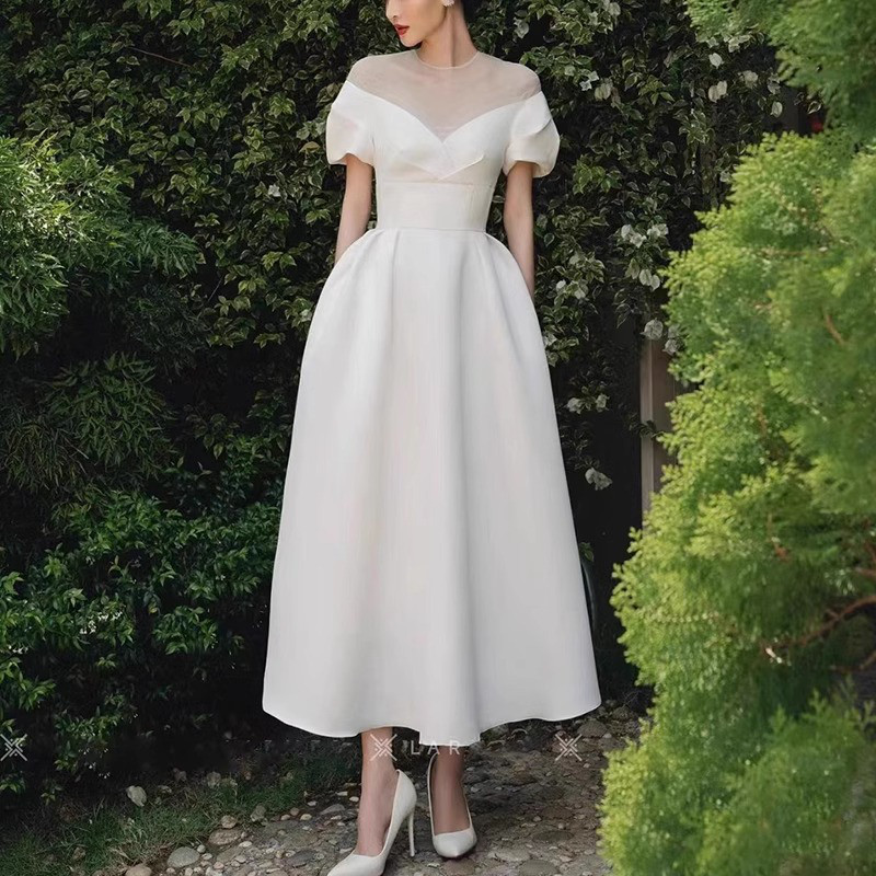 半袖 黒 白 パーティードレス シンプル エレガント 高級感 韓国風 パーティー 演奏会 二次会 前撮り HL257 6,782円