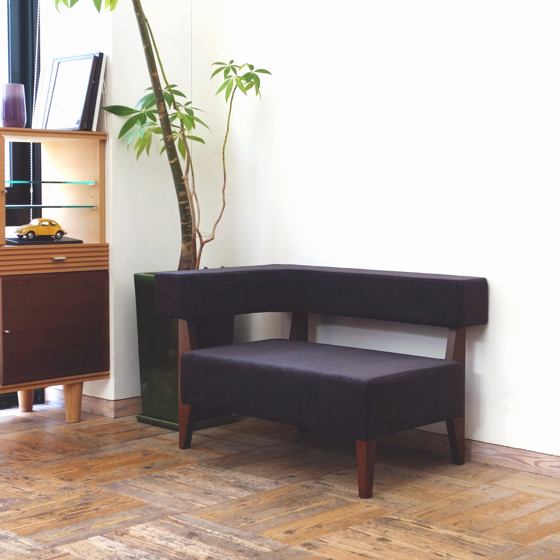 1.5s Border sofa-L(右)(BR×スピリットAC UP-5570チョコレート)