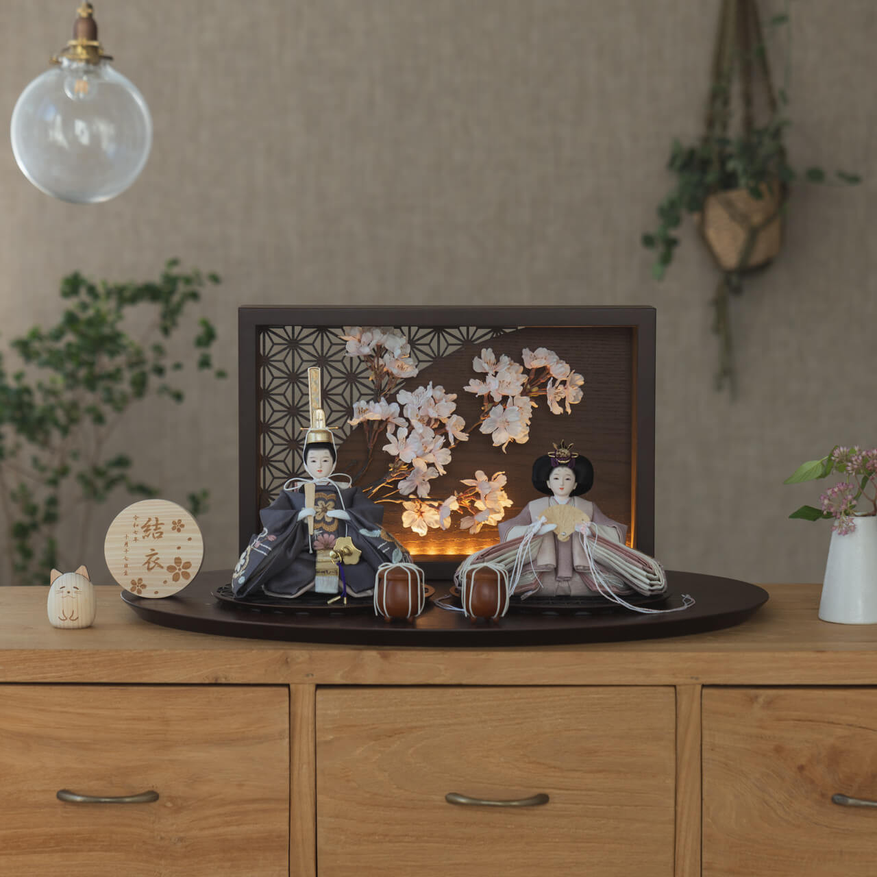 ことのひな人形｜ひかり｜衝立LED桜B（3l-0751）｜コンパクトな雛人形｜ひな祭り｜雛人形