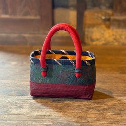 送料無料 一閑張り・一貫張りかごバッグ（M）相撲 番付表 和紙