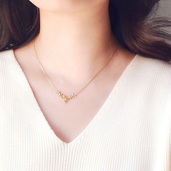 『風に舞う花』 トルマリンとフラワー　ネックレス　ゴールド　sv925 ネコポス送料無料 10枚目の画像