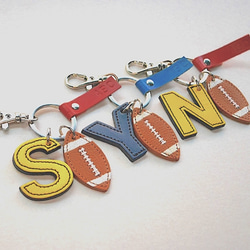 ♡mil様■16個#ラグビー#レザー#キーホルダー#名入れ 限定セール】卒業・卒団記念に！[ラグビーボールキーホルダー] 背番号