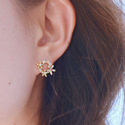 『風に舞う花』 トルマリンとフラワー　ピアス　ゴールド　sv925 ネコポス送料無料 10枚目の画像