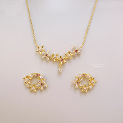 『風に舞う花』 トルマリンとフラワー　ピアス　ゴールド　sv925 ネコポス送料無料 13枚目の画像