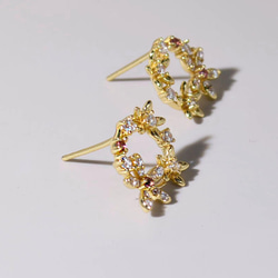 『風に舞う花』 トルマリンとフラワー　ピアス　ゴールド　sv925 ネコポス送料無料 7枚目の画像