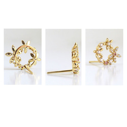 『風に舞う花』 トルマリンとフラワー　ピアス　ゴールド　sv925 ネコポス送料無料 8枚目の画像