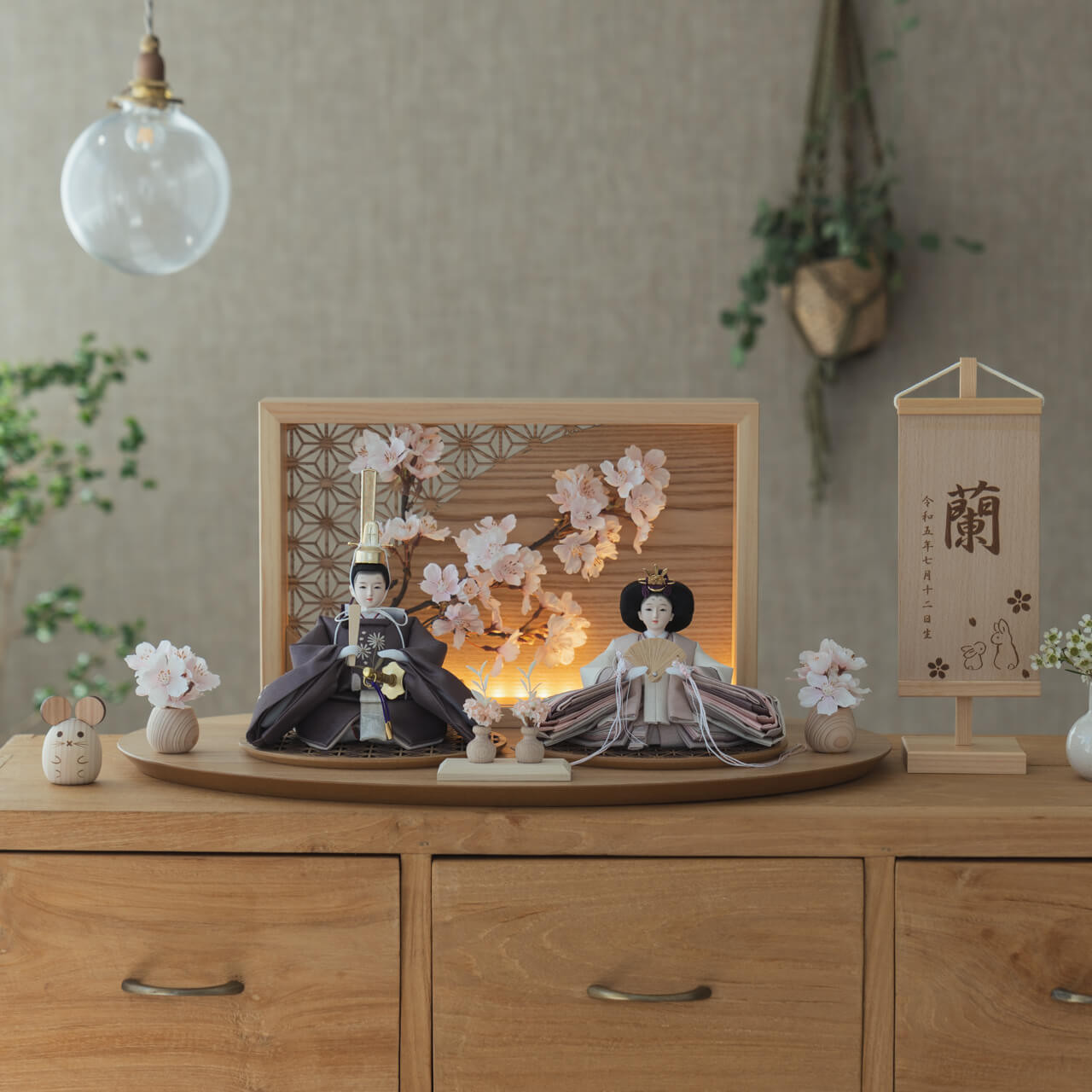 ことのひな人形｜すず｜衝立LED桜N（3b-0750）｜コンパクトな雛人形｜ひな祭り｜雛人形